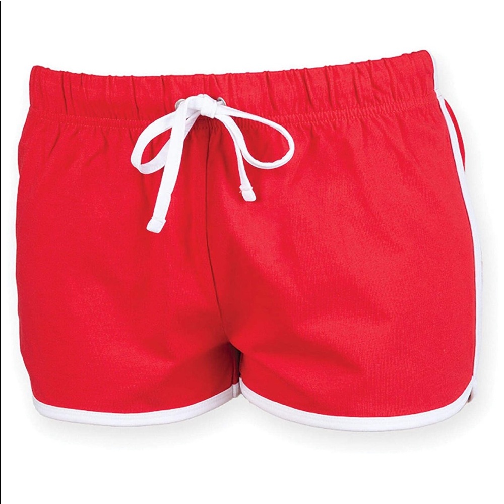 Red retro shorts w/ white contrast binding
